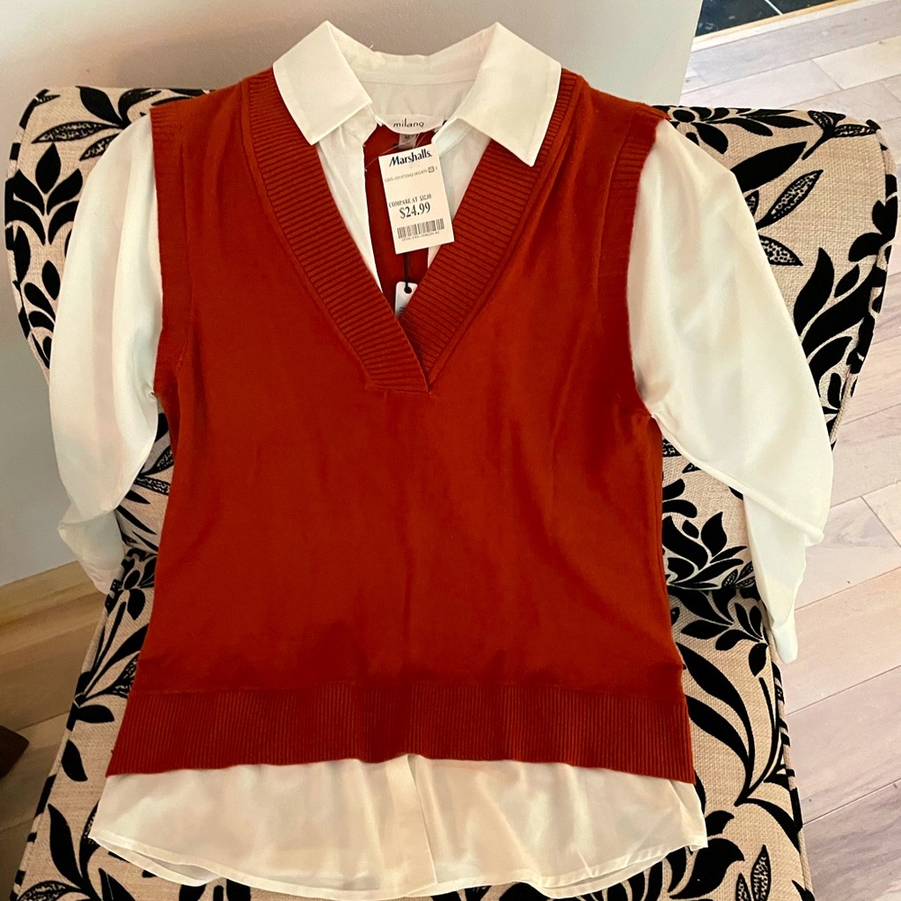 Nwt collared shirt with vest
